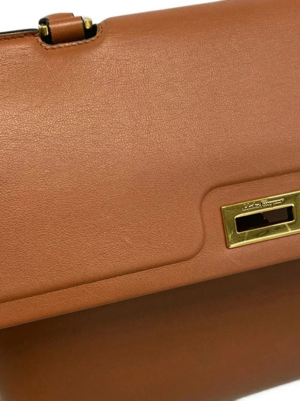 Salvatore Ferragamo Gancini 210400 Brown Leather Handbag